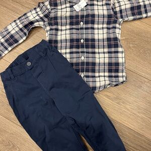 H&M Plaid Shirt and Navy Pants Set